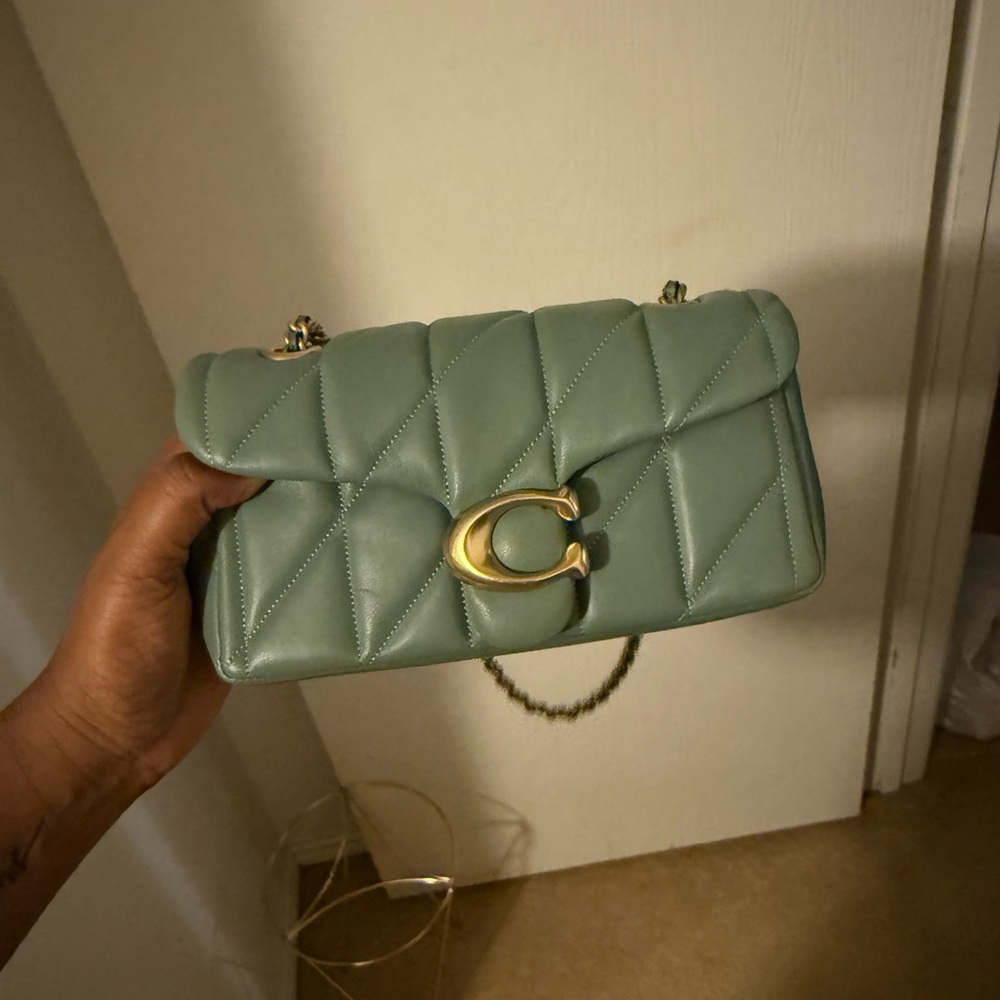 Coach Green and Gold Quilted Shoulder Bag